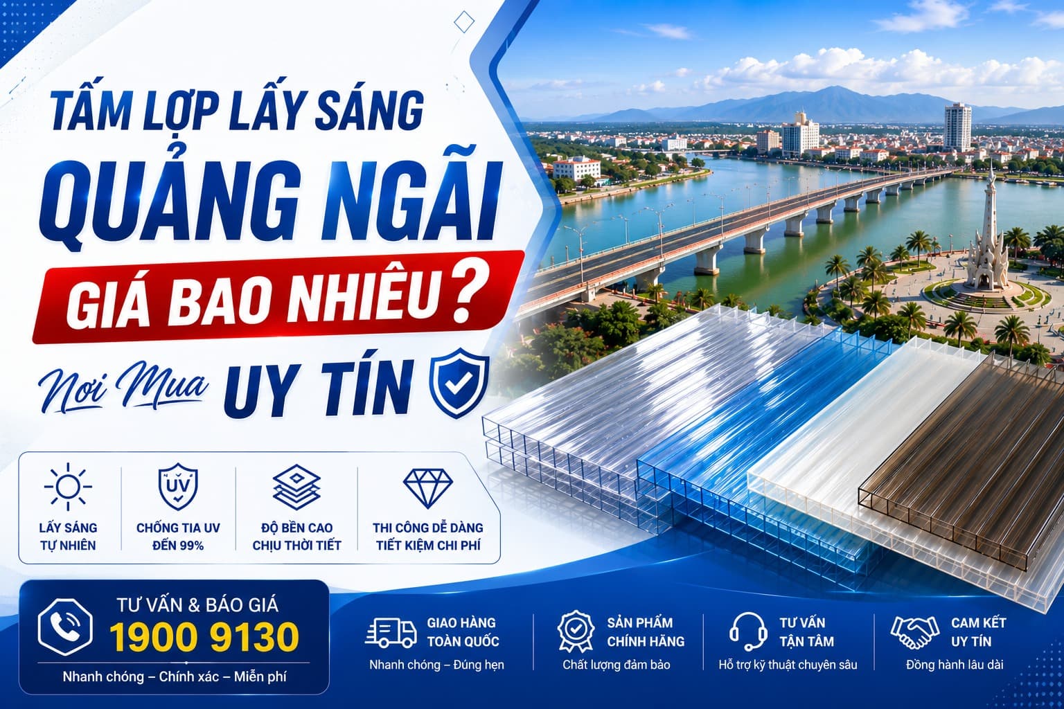 Tấm Lợp Lấy Sáng Quảng Ngãi Giá Bao Nhiêu? Nơi Mua Uy Tín 