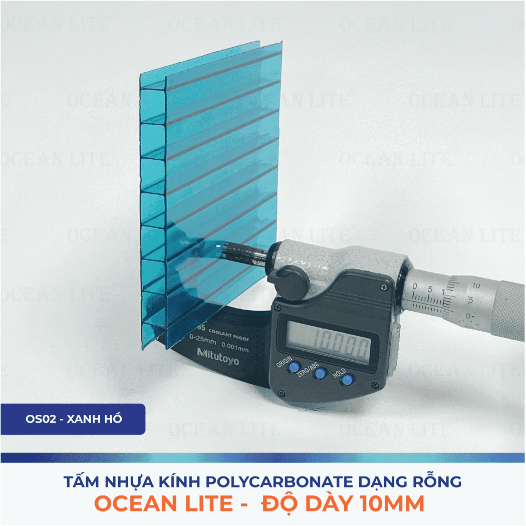 Tấm Polycarbonate Rỗng Ruột 10.0MM Ocean Lite