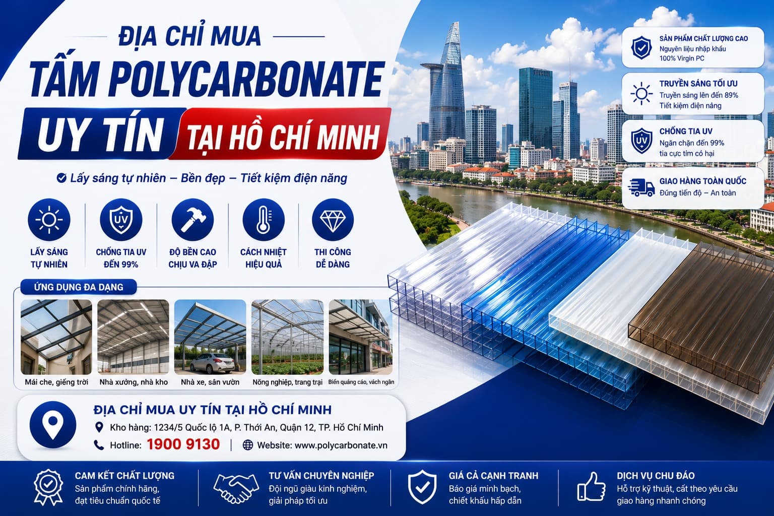  Địa Chỉ Mua Tấm Polycarbonate Tại Hồ Chí Minh
