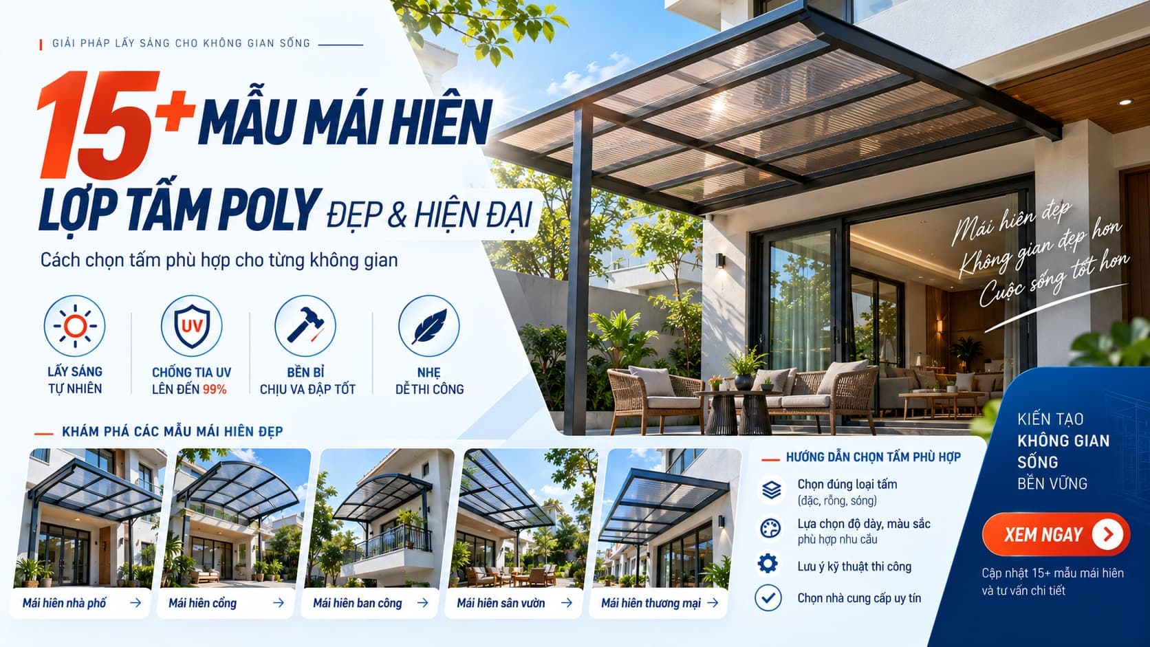  Mái Hiên Lợp Tấm Poly