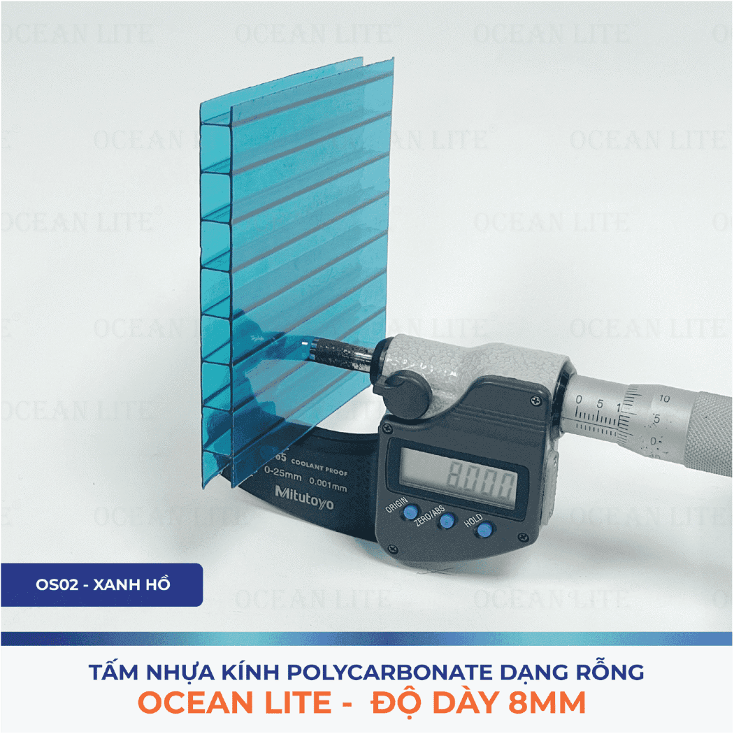 Tấm Polycarbonate Rỗng Ruột 8.0MM Ocean Lite
