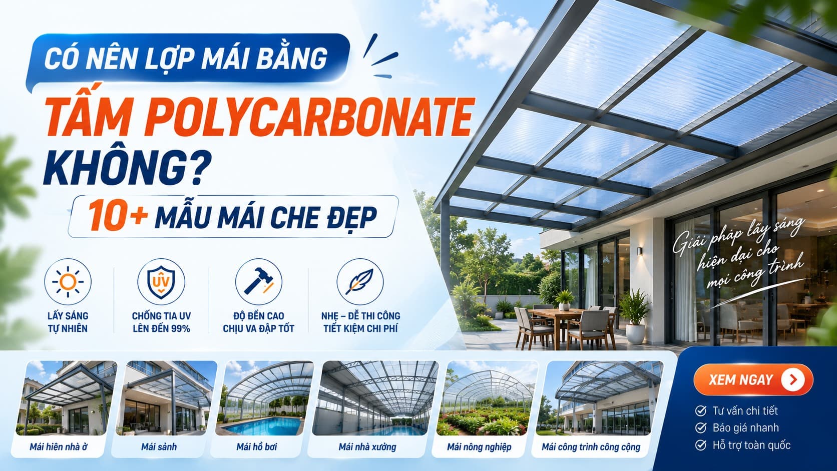 Lợp Mái Bằng Tấm Polycarbonate