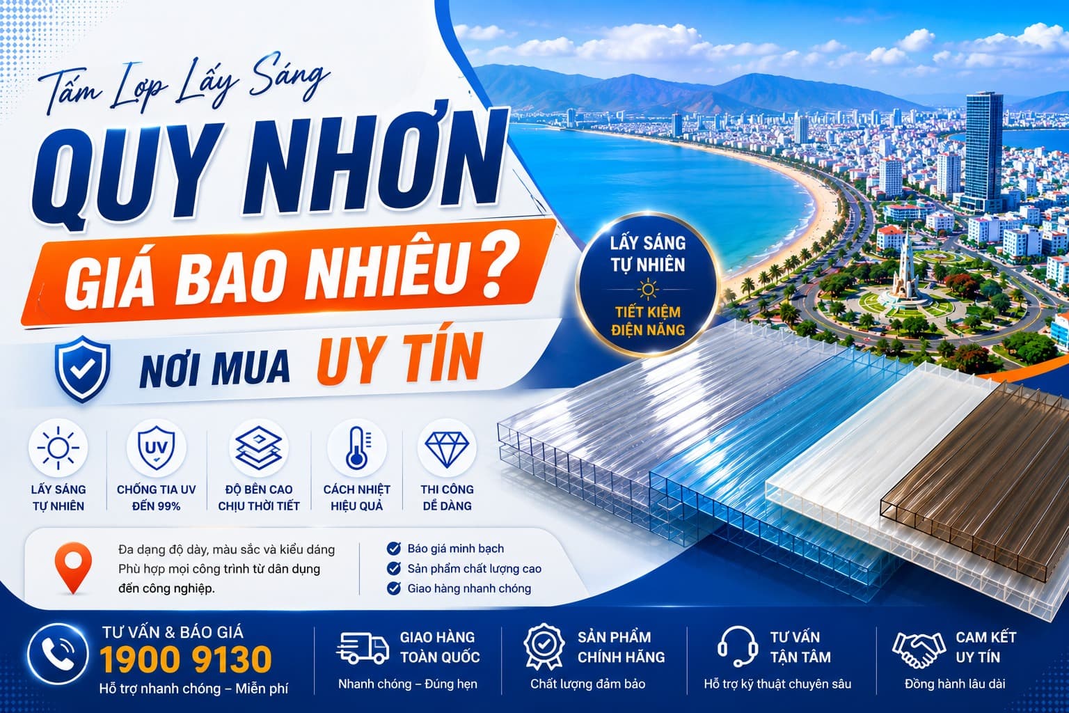 Tấm Lợp Lấy Sáng Quy Nhơn Giá Bao Nhiêu? Nơi Mua Uy Tín